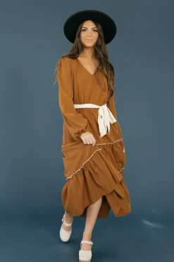In February Midi Dresses<Valeria Dress-Chestnut/Cream
