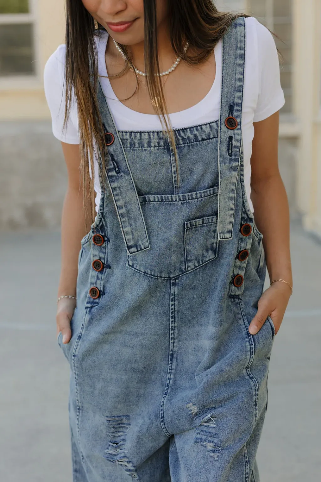 Easel Maternity Friendly|Overalls & Jumpsuits<Vemeer Overalls-Washed Denim