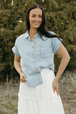 Blu Pepper Maternity Friendly|Nursing Friendly<Wilder Top-Denim