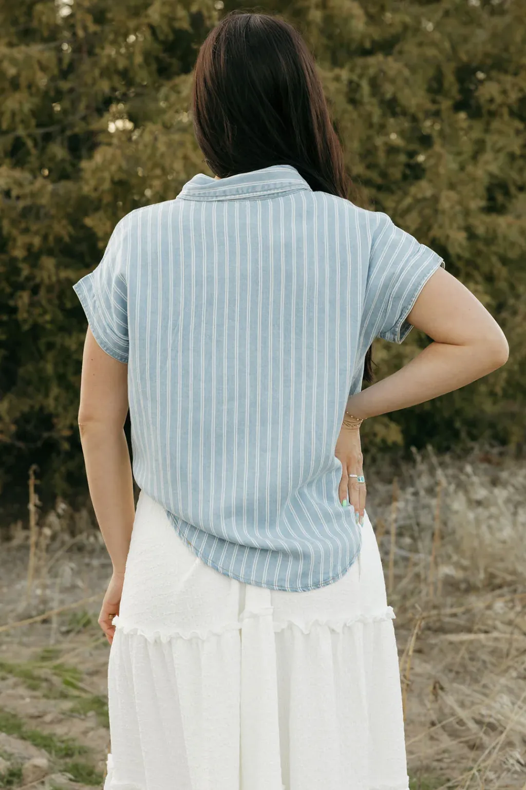 Blu Pepper Maternity Friendly|Nursing Friendly<Wilder Top-Denim
